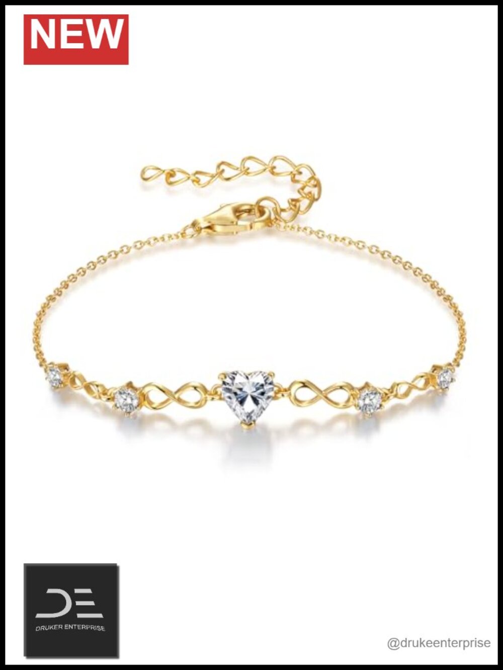 925 Sterling Silver Infinity Heart Birthstone Bracelet Women
